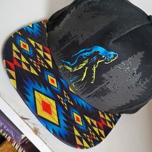Black and Multicolor Graphic Snapback Hat
